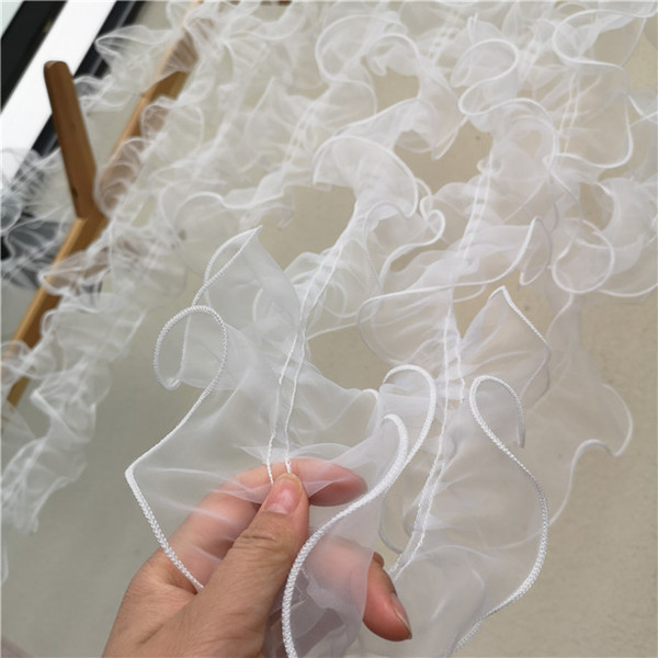 11cm wide white dream organza lace trim skirt wedding dress doll dress skirt lace fabric accessories
