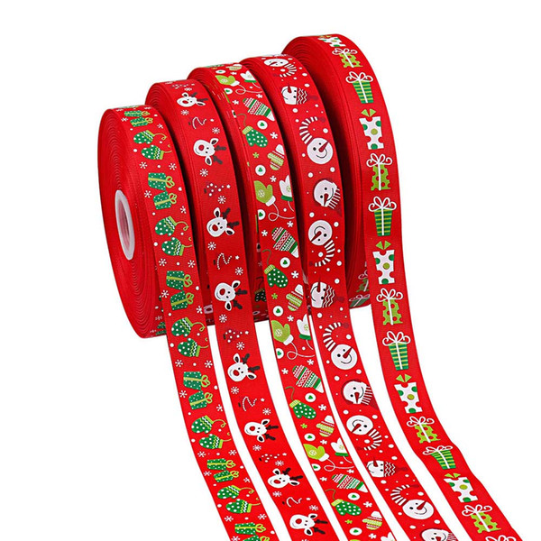 20Y 25mm Christmas Theme Printing Grosgrain Ribbon Home Textile Printed Ribbon Wedding Decorations Materials Gifts Packing