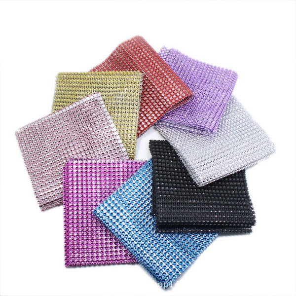 1Y /Bag 12cm Width Diamond Mesh Ribbon Rainbow Color Rhinestone Mesh Tape Party Wedding Decoration DIY Jewelry Accessories