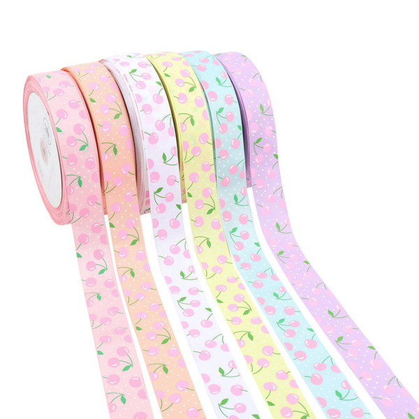 New Arrival Grosgrain Ribbons 38mm Width 5Yards/lot 6 Colors Cute Cartoon Fruit Printed Grosgrain Ribbon Wedding Decoration