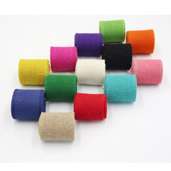2m/roll 60mm Width Colorful Jute Burlap Ribbon Natural Hemp Ribbon DIY Bag Material Wedding Party Crafts Decoration
