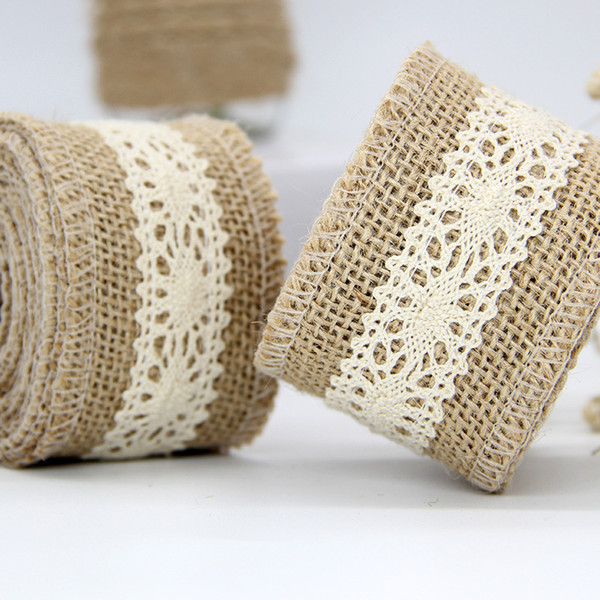 2M/Roll 50MM Jute Burlap Ribbon Lace Flat Rope Braided Rope DIY Curtain Festival Party Decorative Material Costume Craft Supply