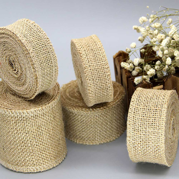 2yards/roll Jute Burlap Ribbon Natural Hemp Ribbon DIY Bag Material Wedding Party Crafts Decorative Gift Warrping