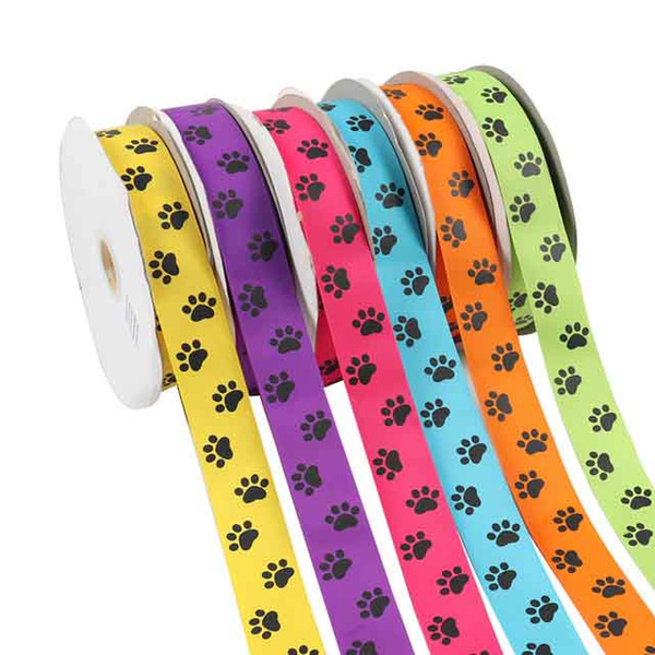 Wholesale 38mm Grosgrain Ribbon Dog Footprint Printed DIY Handmade Materials Home Textile Printed Ribbon Sofa Bed Decorative
