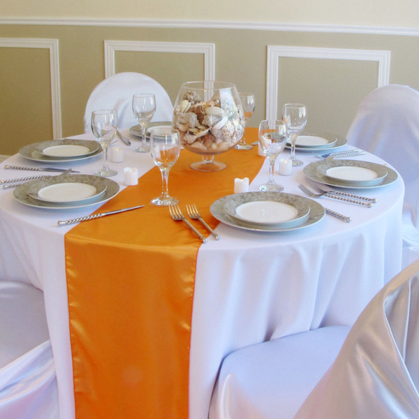 10pcs 30x275cm High Quality Satin Table Runner Table Decoration For Home Party Wedding Christmas Decoration 22 Colors Available