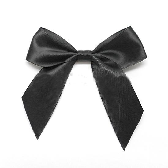 500pcs/lot Black Pre-Tied Satin Bows 7/8