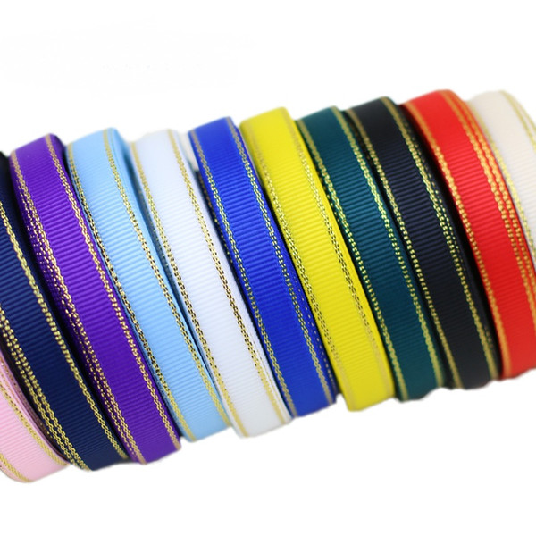 ( 50 yards/lot ) Drop Shopping Gold Edge Grosgrain Ribbon 100% Polyester Wholesale Gift Wrapping Christmas ribbons.