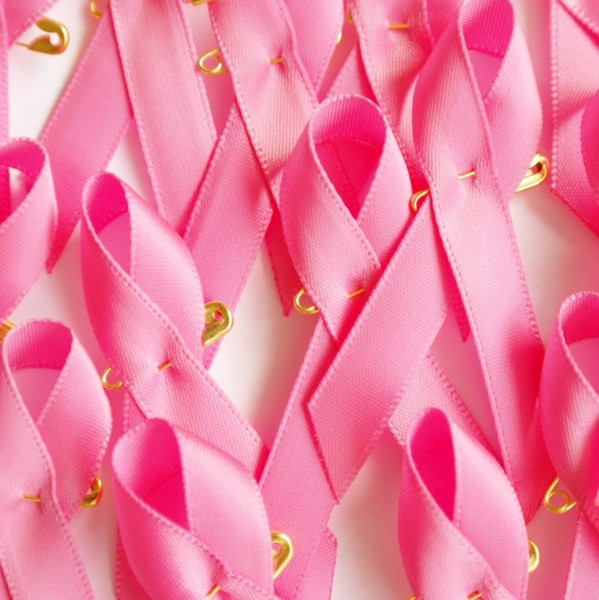 Cost-effective Pink Breast Cancer Awareness Ribbon Bow Brooch Gold Safty Pin Cancer RIbbon Charms 200pcs/