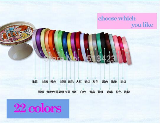 15% off High Quality Solid Color single face Satin Ribbon 9mm(3/8