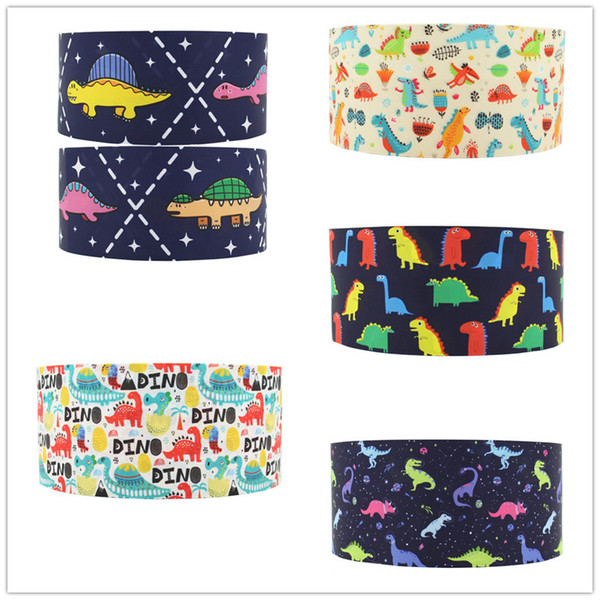 ribbon 10 yards/lot 38mm dinosaur cartoon craft printed grosgrain ribbon decoration for hairbow handmade