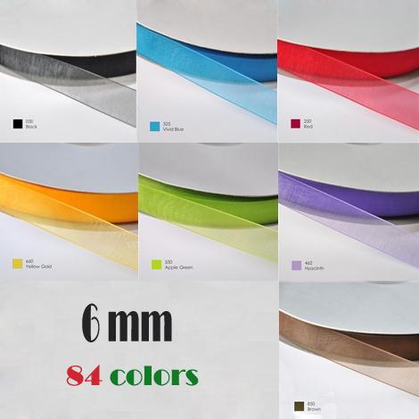 0.25 inch (6mm) Organza Ribbon Packing 400yard/roll/lot 84colors option