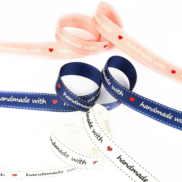 3/5 Yards Ribbon White/Pink/Navy Color 