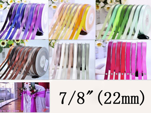[RibbonBuy] Free Shipping 22mm Double Faced Satin Ribbon Bow Gift Wrapping Ribbons 100yard/set