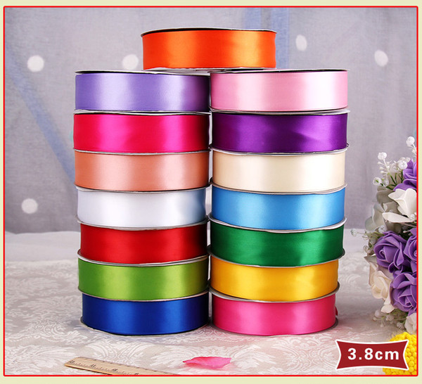 2019 New Arrival 1.5 inch Satin Ribbon 38mm Double Face Wedding decoration Gift Ribbon Set 100yard/lot Free Shipping