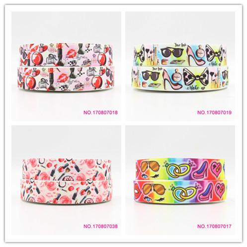 ribbon 22mm 170807018 cartoon printed grosgrain ribbon webbing 50yards/roll for hair tie free shipping can custom 16mm 25mm 38mm 50mm 75mm