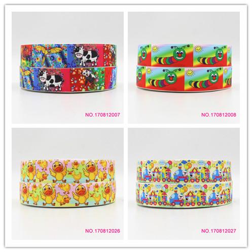 ribbon 22mm 170812006 cartoon printed grosgrain ribbon webbing 50yards/roll for hair tie free shipping can custom 16mm 25mm 38mm 50mm 75mm