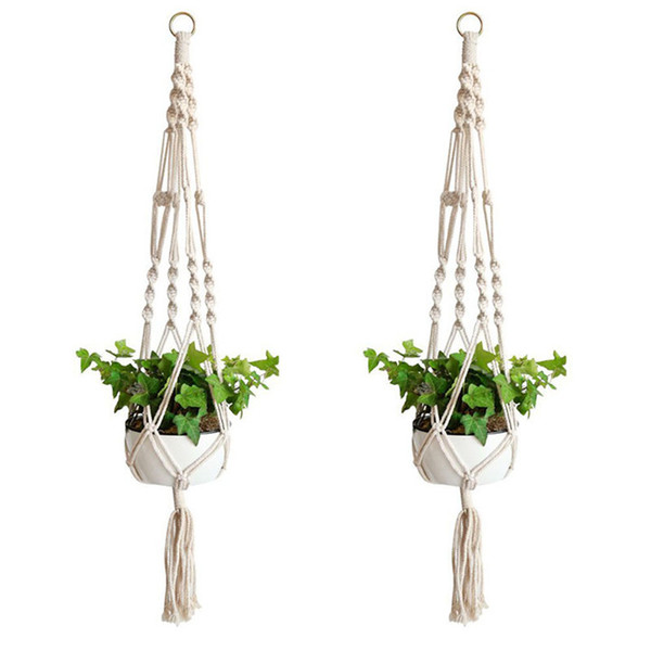 60pcs Plant Hanger Hook Flower Pot Handmade Knitting Natural Fine Cordage Planter Holder Basket Home Garden Balcony Decoration