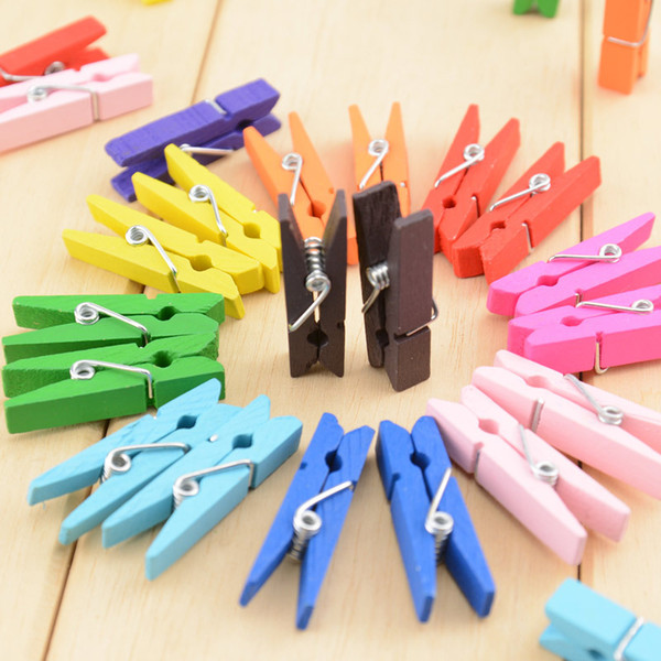 Cute Small Wooden Clip Nini Spring Wooden Clips Clothespins 3.5*0.8cm Pegs for Hanging Clothes Socks Paper Photo Message Cards Craft M1266