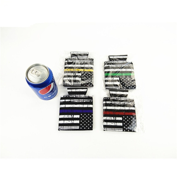 Neoprene Lily Can Cooler Beer Cups Cover Case Flag Floral Foldable Stubby Holders Protector Cans Cooler Bag Beverage Coolers Sleeve A122402