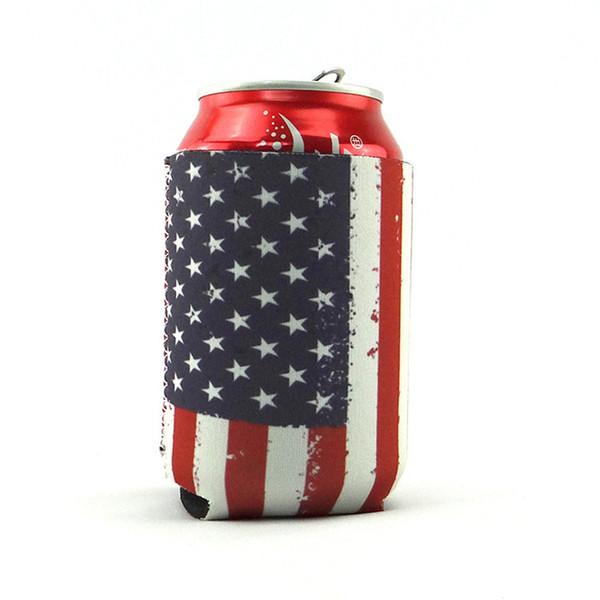 Neoprene Lily Can Cooler Beer Cups Cover Flag Floral Foldable Stubby Holders Protector Cans Cooler Bag Beverage Coolers Sleeve A122402