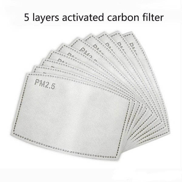 2pcs/Mouth Masks replaceable filters for Activate Carbon Mask Use 5 layers Activated carbon filter N95 PM2.5 Anti Haze