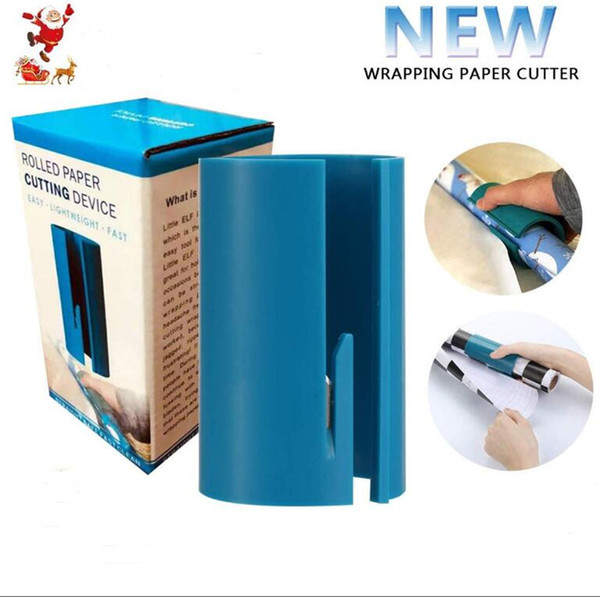 New Arrival Charistmas Wrapping Paper Cutter Plastic Safety Quick Easy Mini Xmas Packaging Paper Sliding Cutting Tools Box Package A101701