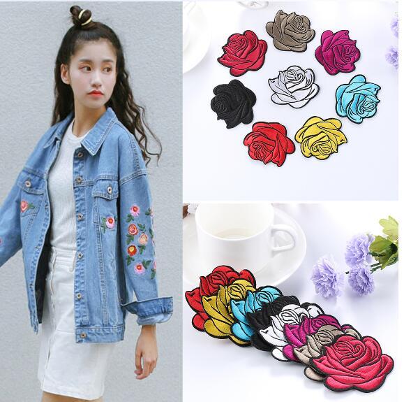 30 pcs/Set Fabric Red Rose Patch Jeans Applique DIY Embroidered Craft Iron Sew On Kid Cloth