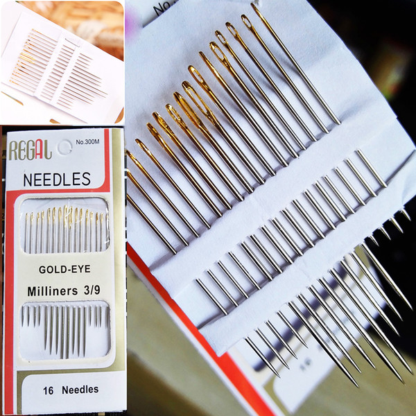 DROP SHIPPING 320PCS/Tail Gold Plated Stainless Steel Hand Sewing Needles Paper Box Package Home DIY Sewing Combination Sewing Tools Supply