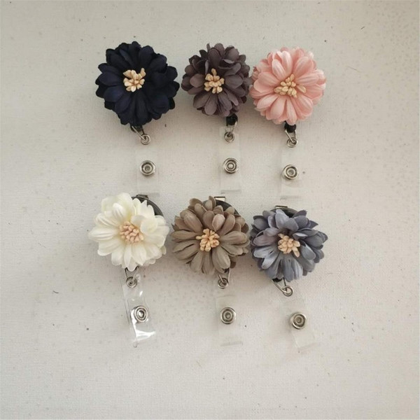 6Pack Flower Office Retractable Badge Reel Nurse Name ID Badge Holder with 360 degree Swivel Alligator Swivel Clip