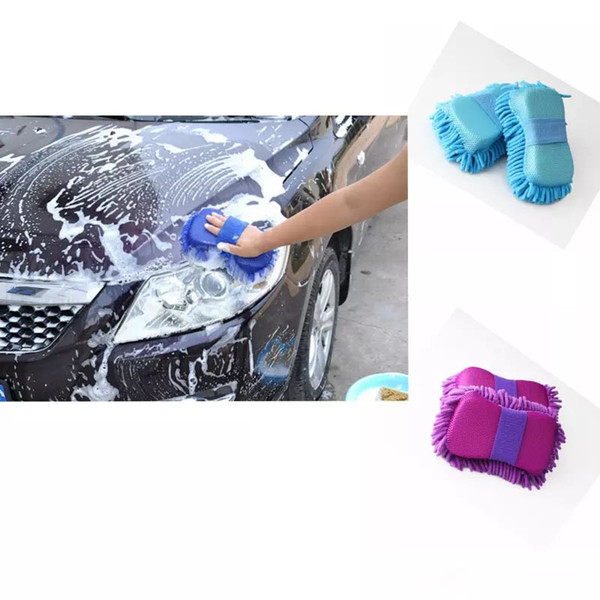 Car Sponge block hand soft towel microfiber chenille washing solid color coral fleece auto clean tool