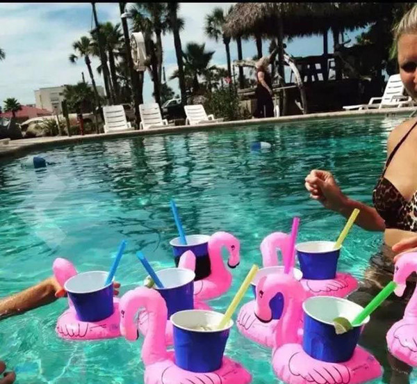 Useful Inflatable Flamingo Drink Holder Swan Cup Holder Outdoor Swimming Bath Kids Toys Water Floating Party Decorations