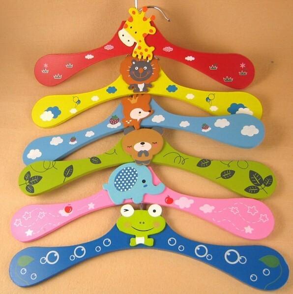 Cartoon Animals Wooden kids Clothes Hanger, Cute Colorful Baby Children Hanger