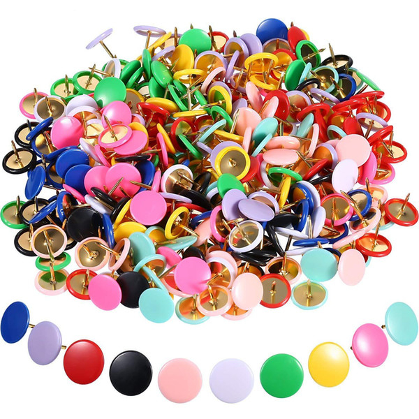 Colored Thumb Tacks 300-count, Colors Plastic Roundness Push Pins Decorative Tacks for Corkboard, Metal Points 10mm, 10 Assorted Colors