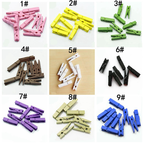 100pcs/lot Colorful cute small wooden clip mini wooden clips 3.5*0.7cm pegs for hanging clothes paper photo message cards craft