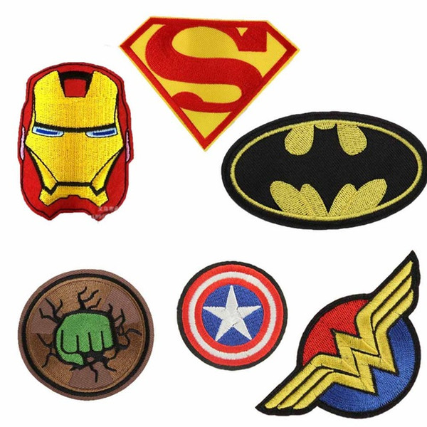 Cartoon Kids Batman Hulk Superman Superhero Captain Iron On Patch Clothes Patch For Clothing Boys Embroidered Patch Clothes 30PCS/