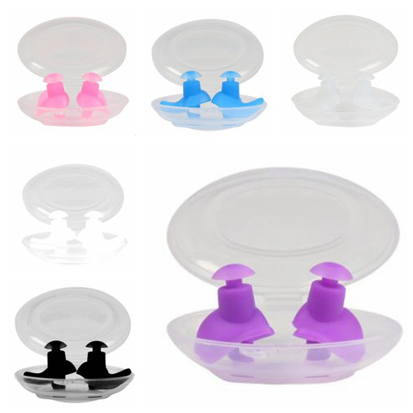 6 colors New swimming earplug silicone waterproof boxed silicone men women earplugs for ear safety equipment