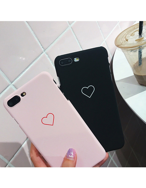 New Men Women Sweet Love Heart Couple Frosted Hard Back Cover Cute Case for iPhone Lovely Cases Funny Phone Cover