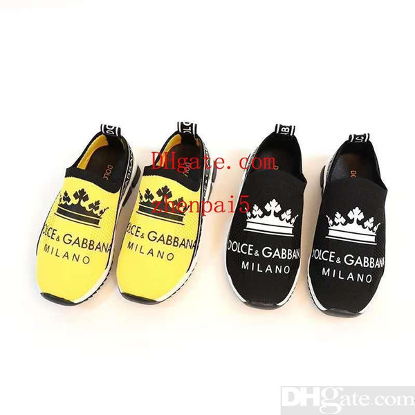 Yellow girl fabric slip on black shoe baby boy shoe sneakers fashion youth boy shoe Eu 26-35 send with box
