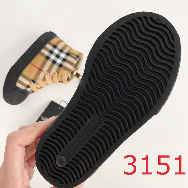 Kids Designer Shoes 2019 New Luxury Shoe Fashion Plaid Printed Shoes British Style High-top Trend Boys & Girls Teens Sports Shoes