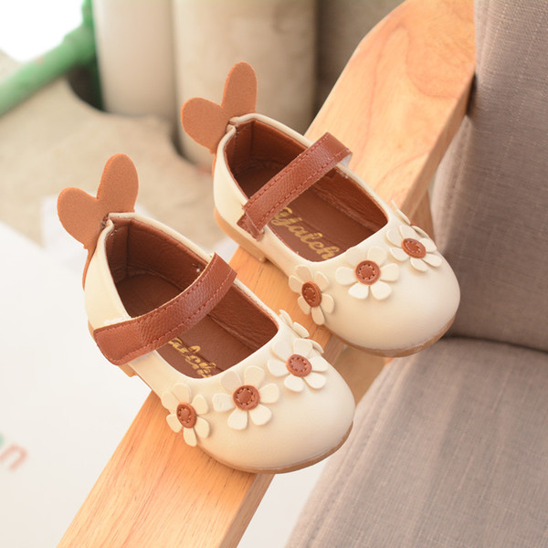 Wholesale fashion cute flower princess shoes girl children spring autumn baby toddler shoes delicate comfortable pu leather shoes kids child