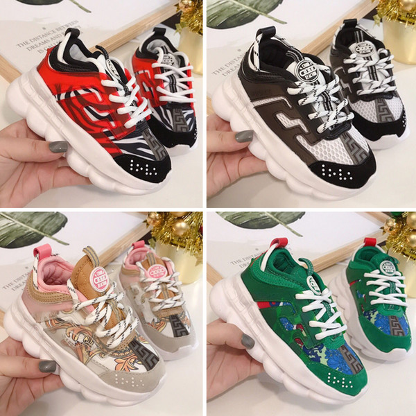 2020 New Arrival Chain Reaction Casual Shoes For children Black White Pink Fashion Trainers running Sports kids Casual Sneakers