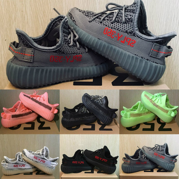 New Baby Kids Shoes Kanye West V2 Running Shoes Reflective Sneakers Clay Boy Girl Toddler Trainer Sneaker Zebra Black Grey Red