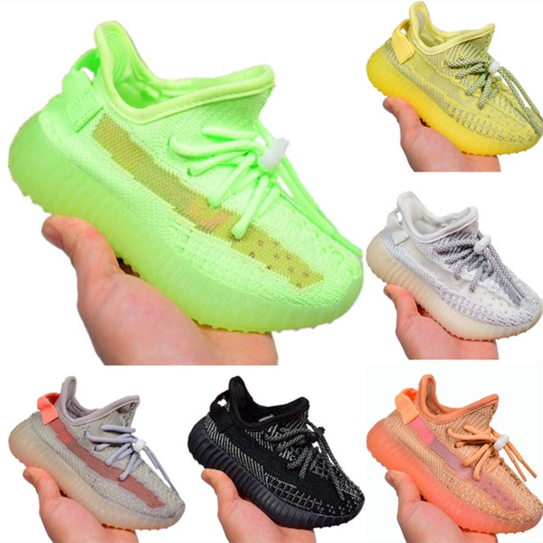 2020 Coconut V2Stretch Knit Static Reflection kids Running Shoes Originals Kanye West V2 Static Rubber Built-in Buffer Foam Sports Shoes