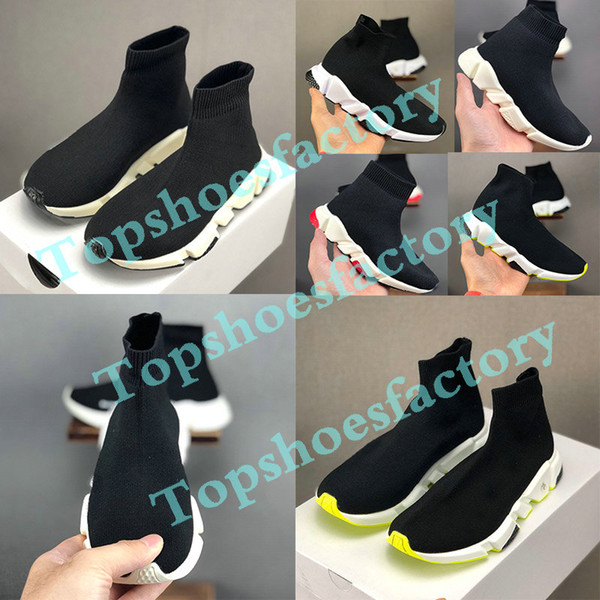 2020 Classic Luxury Sock Shoe Speed Trainer Athletic Outdoor Sneakers Trainer Sock Race Runners black Shoes kid Sports Shoes 24-35