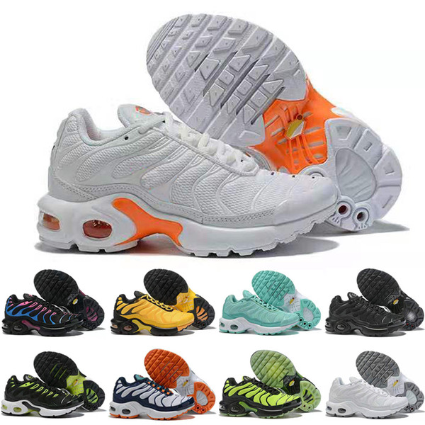Boy Girl Kids Yellow Tn Plus Running Shoes baby children Parent-child Fashion Classic Tn Basketball Shoes Grey Black Oreo 28-35