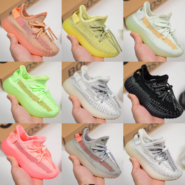 New styles Chaussures Pour Enfants Kids Designer Sneakers Kanye West Outdoor Sports Shoes V2 Beluga 2.0 Green Clay Black Static Refective