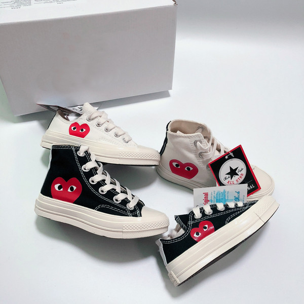 Brand All-Star 70s Hi C-D-G PLAY Kids Shoes For Girl Boys Canvas Shoes White Black Baby Toddler Children Sneakers Size 23-35