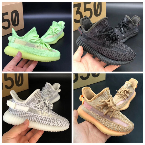 Kanye West Infant V2 Runners True Form Static Triple black Clay Hyperspace Kids Running Shoes Children Toddler Trainers boy girl Sneakers