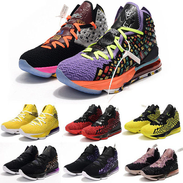 cheap mens new lebron 17 basketball shoes for sale Purple Yellow Glow in dark MVP womens youth kids lebrons james sneakers tennis with box