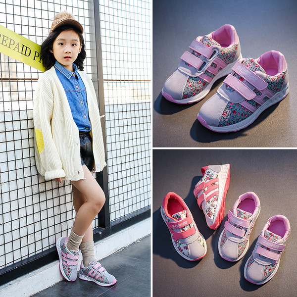 Girls sneakers 2020 new breathable autumn and winter Korean leisure tide children's shoes plus velvet girls' shoes children's shoes